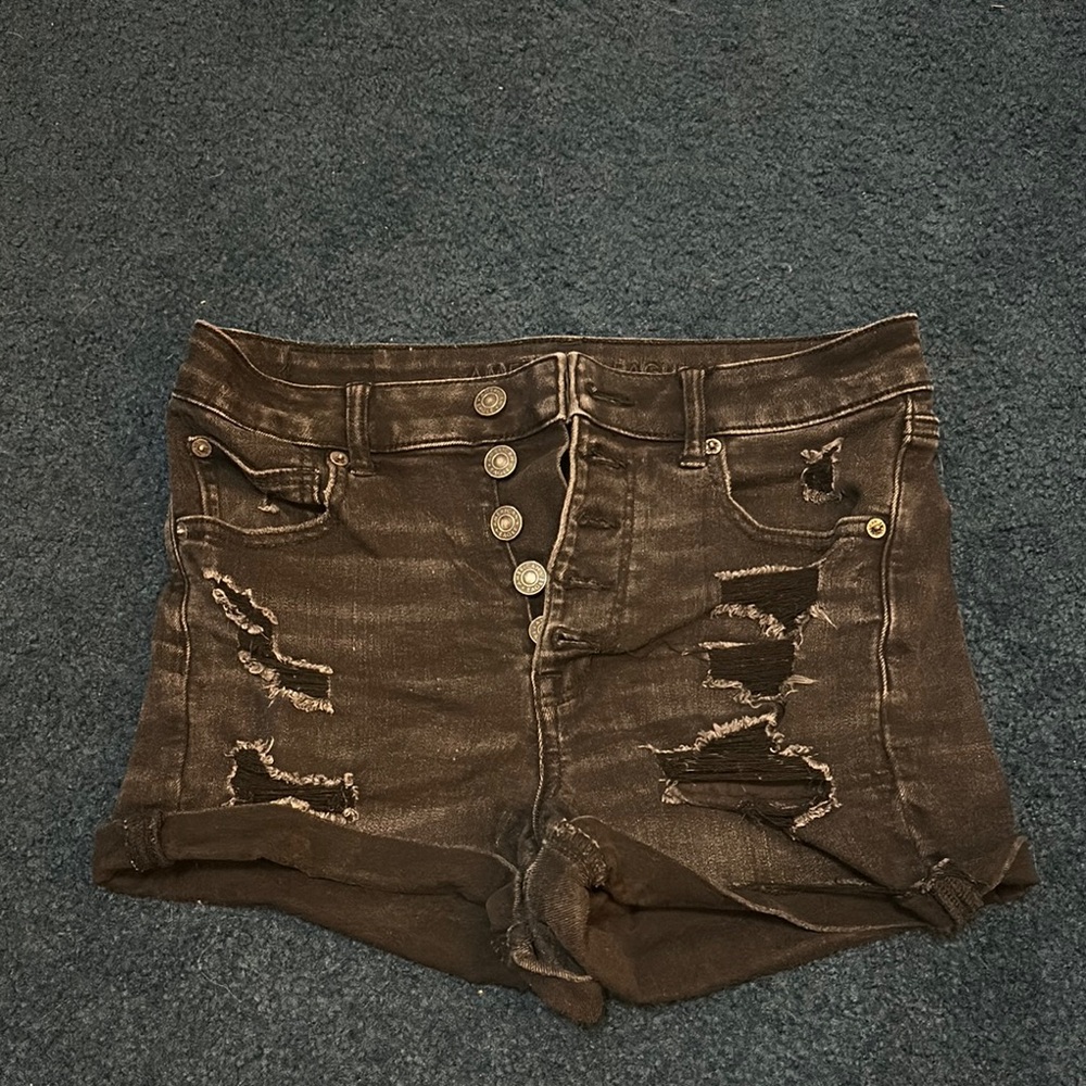 Black high rise Denim Shorts